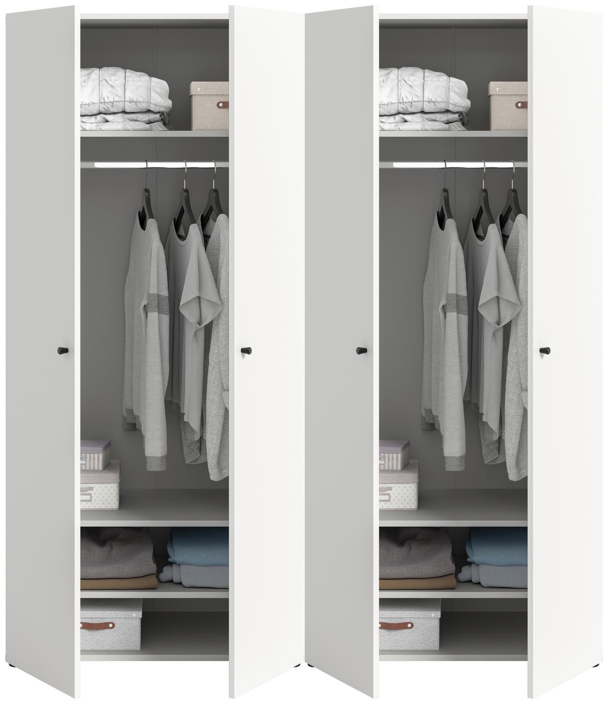 Drehtürenschrank Darwin, Weiß B: 160 Cm - Weiß, MODERN, Holzwerkstoff (160/176/51cm) - MID.YOU