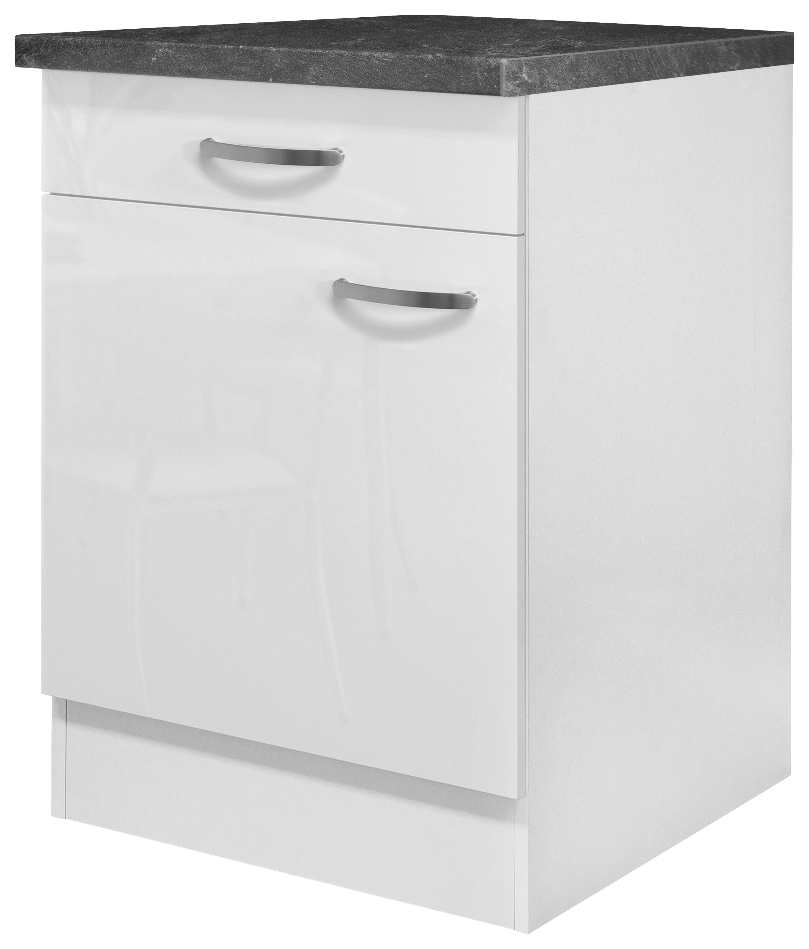 Alsószekrény Alba - magasfényű fehér/fehér, Modern, faalapú anyag (60/86/60cm)