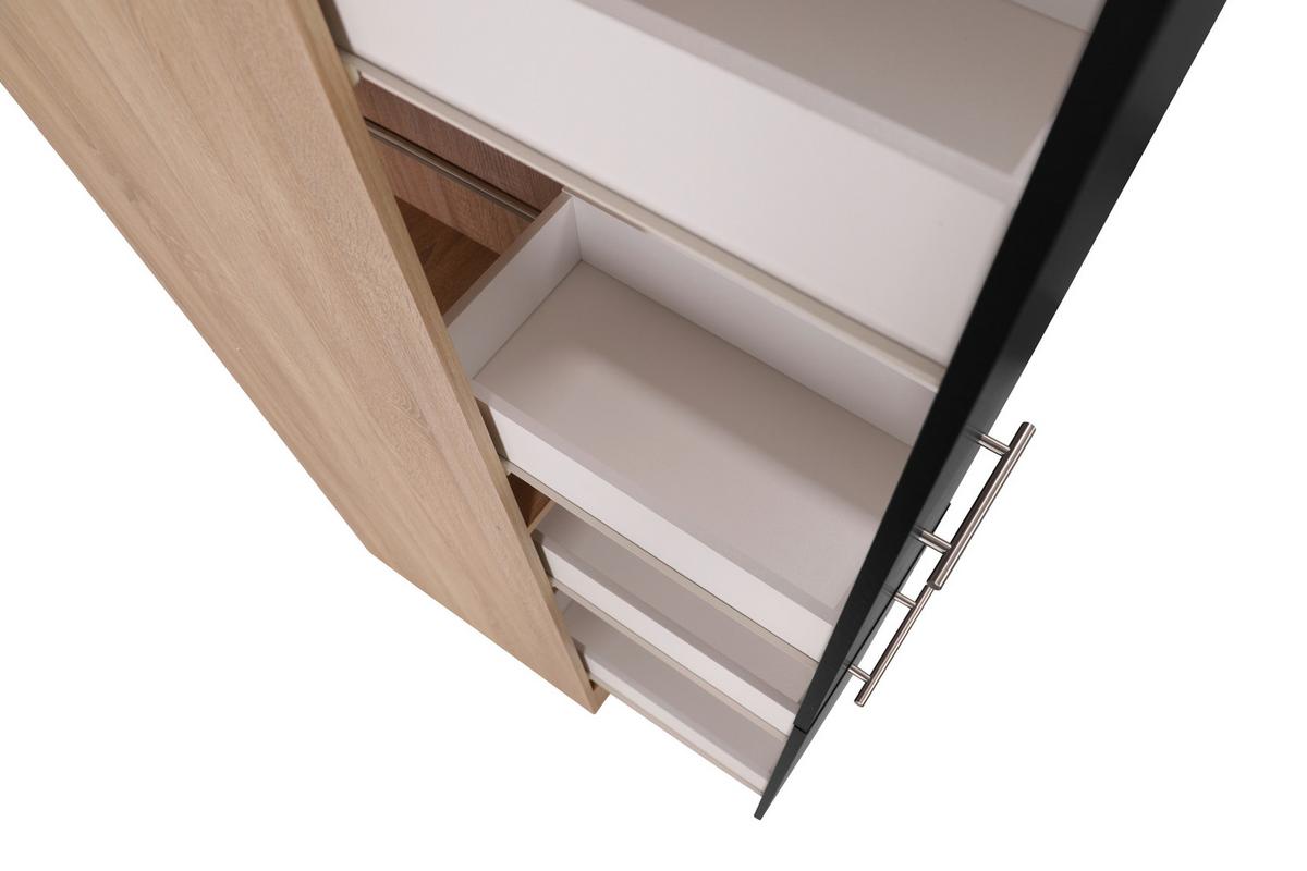 Apothekerschrank Merle Schwarz, Eiche Dekor B: 30cm - Eichefarben/Schwarz, Basics, Holzwerkstoff (30/200/60cm) - Respekta
