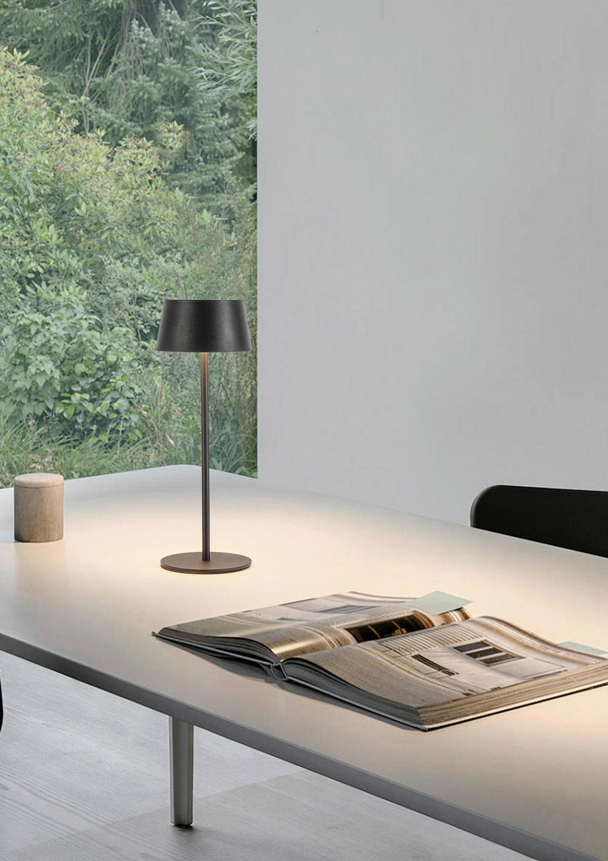 STOLNÍ LAMPA NA BATERIE LITZI - černá, Moderní, kov/plast (11,6/31,3cm) - Modern Living