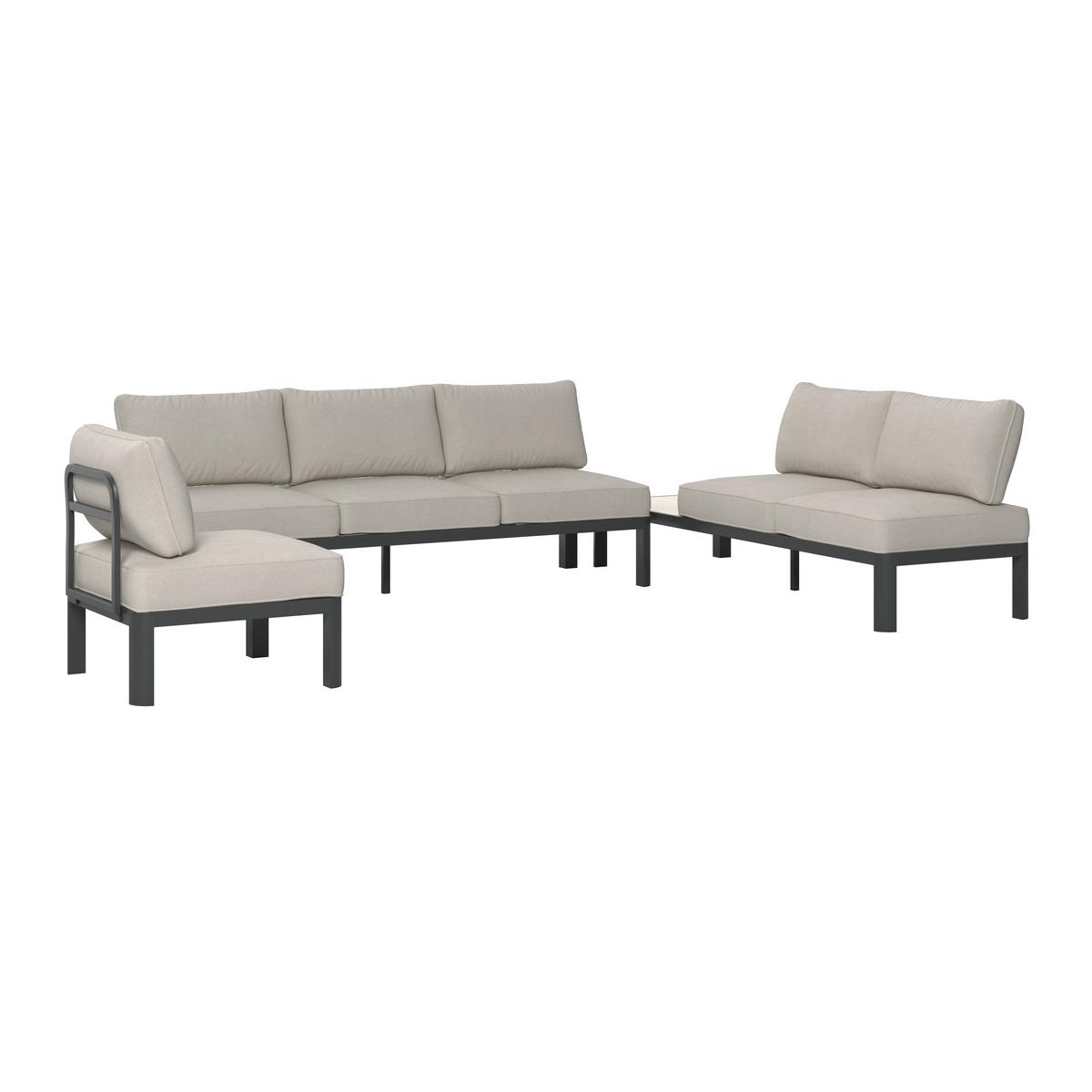 Loungegarnitur 4-Tlg Bordeaux Metall/Kunststoff mit Kissen - Dunkelgrau/Beige, MODERN, Kunststoff/Textil (300/222cm) - Beldano