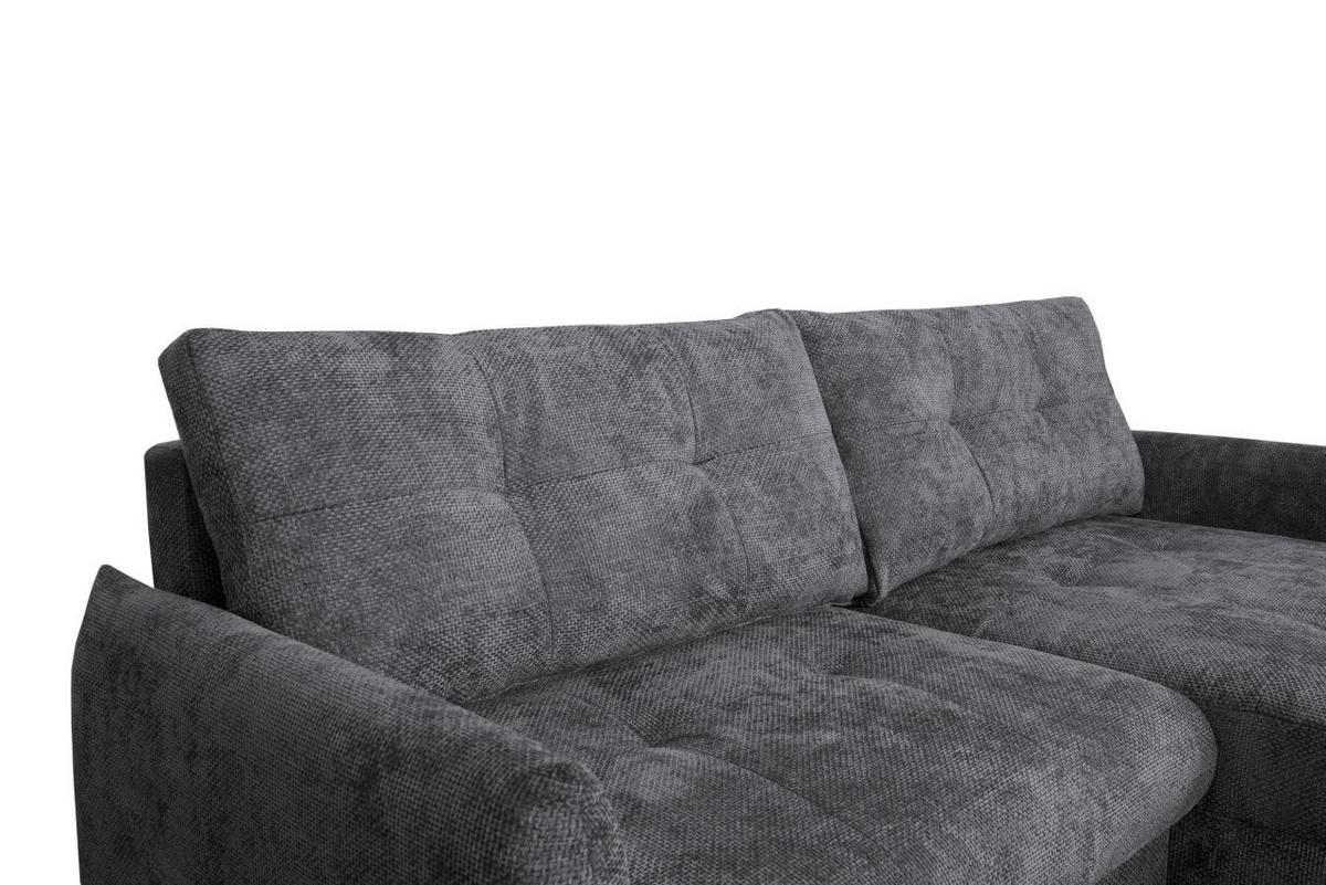 Rohová sedačka POLIS, obojstranná, antracitová - čierna/antracitová, Modern, kov/textil (221/142cm) - Based