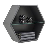 NÁSTENNÝ REGÁL EDGE -EXKLUSIV- - antracitová, Modern, kompozitné drevo (51/44/19cm) - Mömax