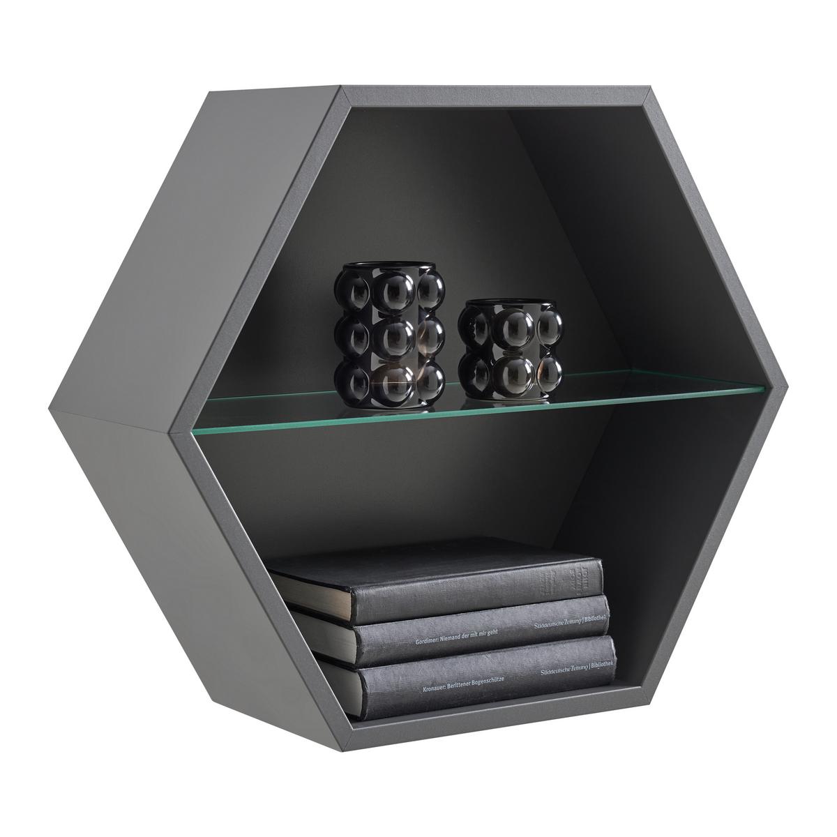 NÁSTENNÝ REGÁL EDGE -EXKLUSIV- - antracitová, Modern, kompozitné drevo (51/44/19cm) - Mömax