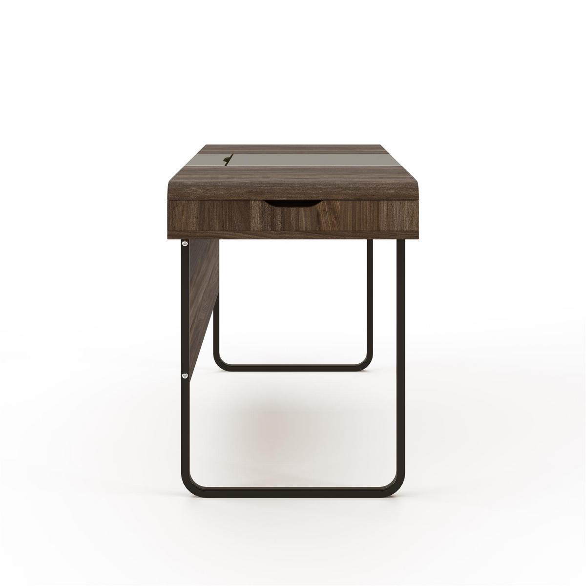 Schreibtisch Dorset Walnussfarben L: 118 cm - Walnussfarben/Schwarz, Design, Holzwerkstoff/Metall (118/76/59cm) - MID.YOU