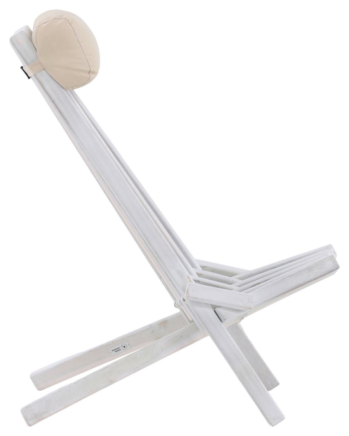 Strandsessel Wetterfest Asta Holz - Weiß, KONVENTIONELL, Holz (57/79/73cm) - Gardenson