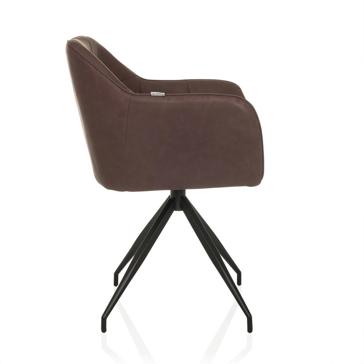 Armlehnstuhl Elverum Dunkelbraun B: 61 Cm - Dunkelbraun/Schwarz, MODERN, Leder/Metall (61/90/56cm) - MID.YOU