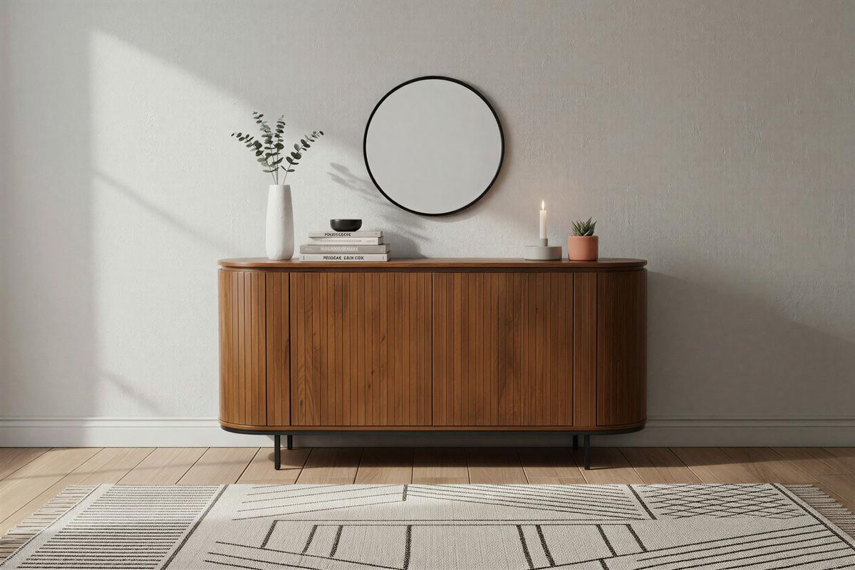 Sideboard Mangoholz/Schwarz B: 170cm - Schwarz/Naturfarben, Design, Holz/Metall (170/80/45cm) - MID.YOU