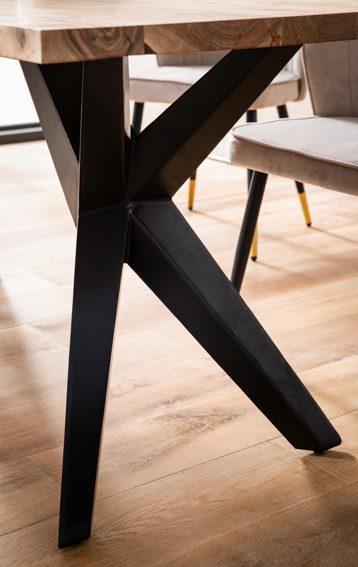 Esstisch Akaziefarben L: 200 cm - Schwarz/Akaziefarben, Design, Holz/Metall (200/100/76cm) - Livetastic