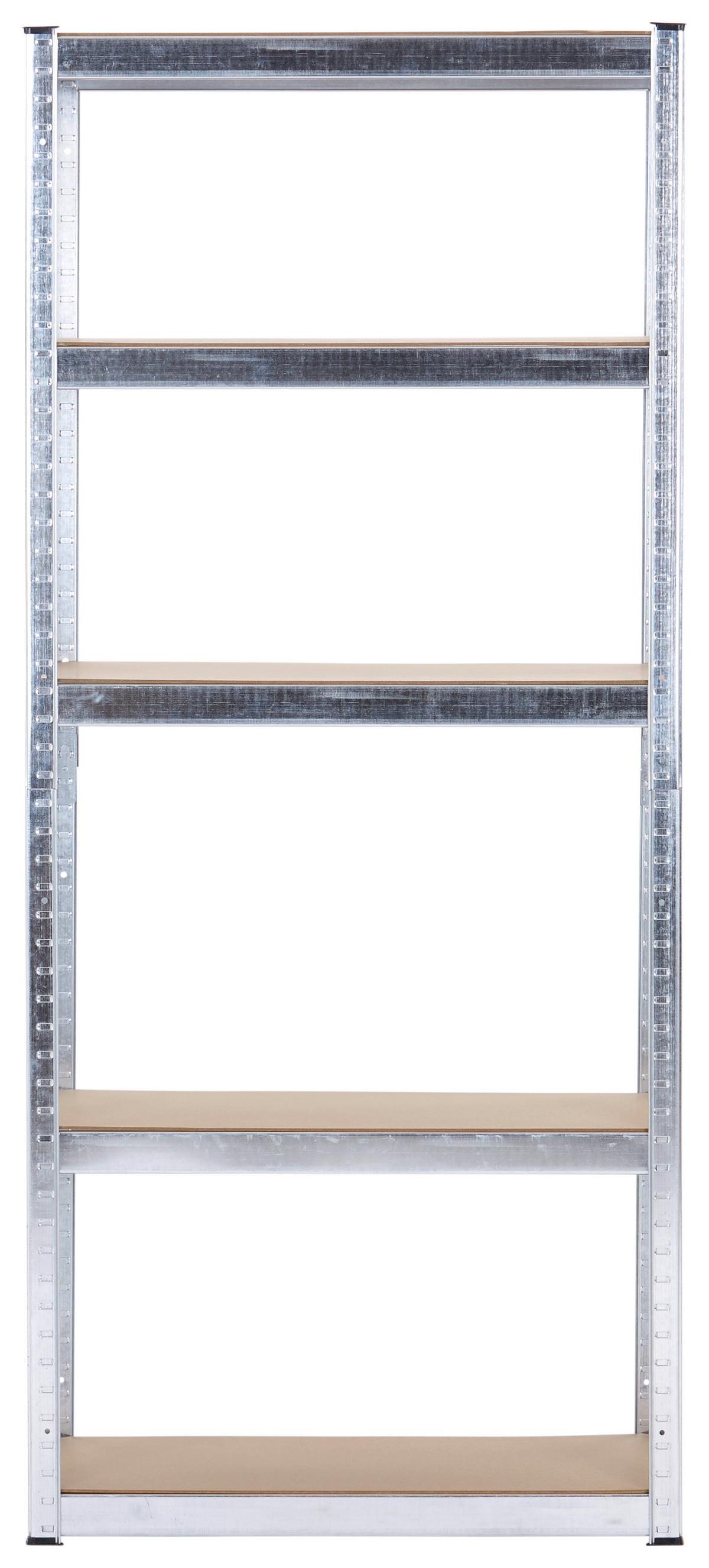 Schwerlastregal Stahl 75x172x30 cm Max. 375kg/Boden - Silberfarben/Naturfarben, Basics, Holzwerkstoff/Kunststoff (75/172/30cm) - Homezone