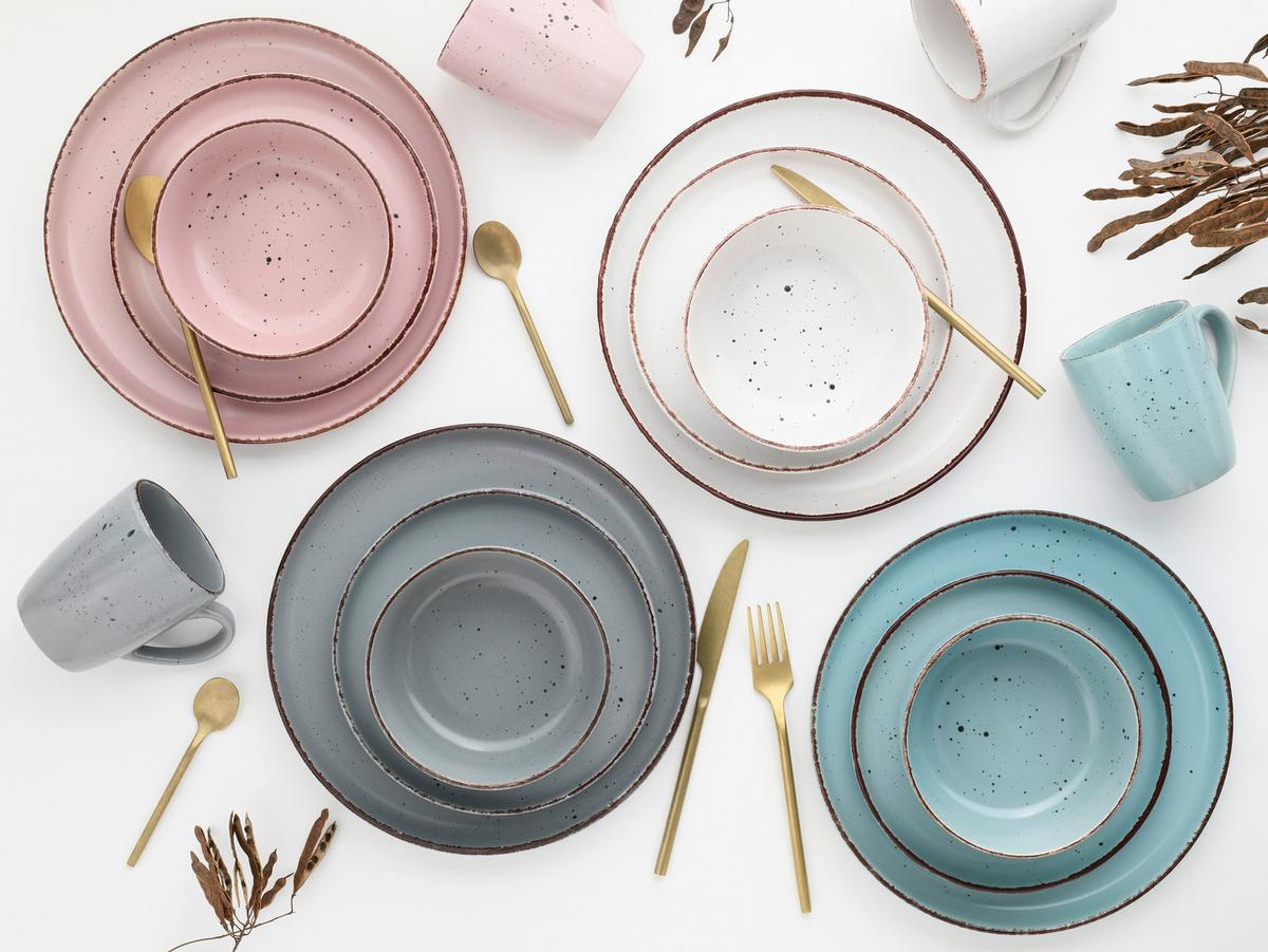 Kombinovaný sevis 16-dielny, farebný - modrá/biela, keramika - Creatable