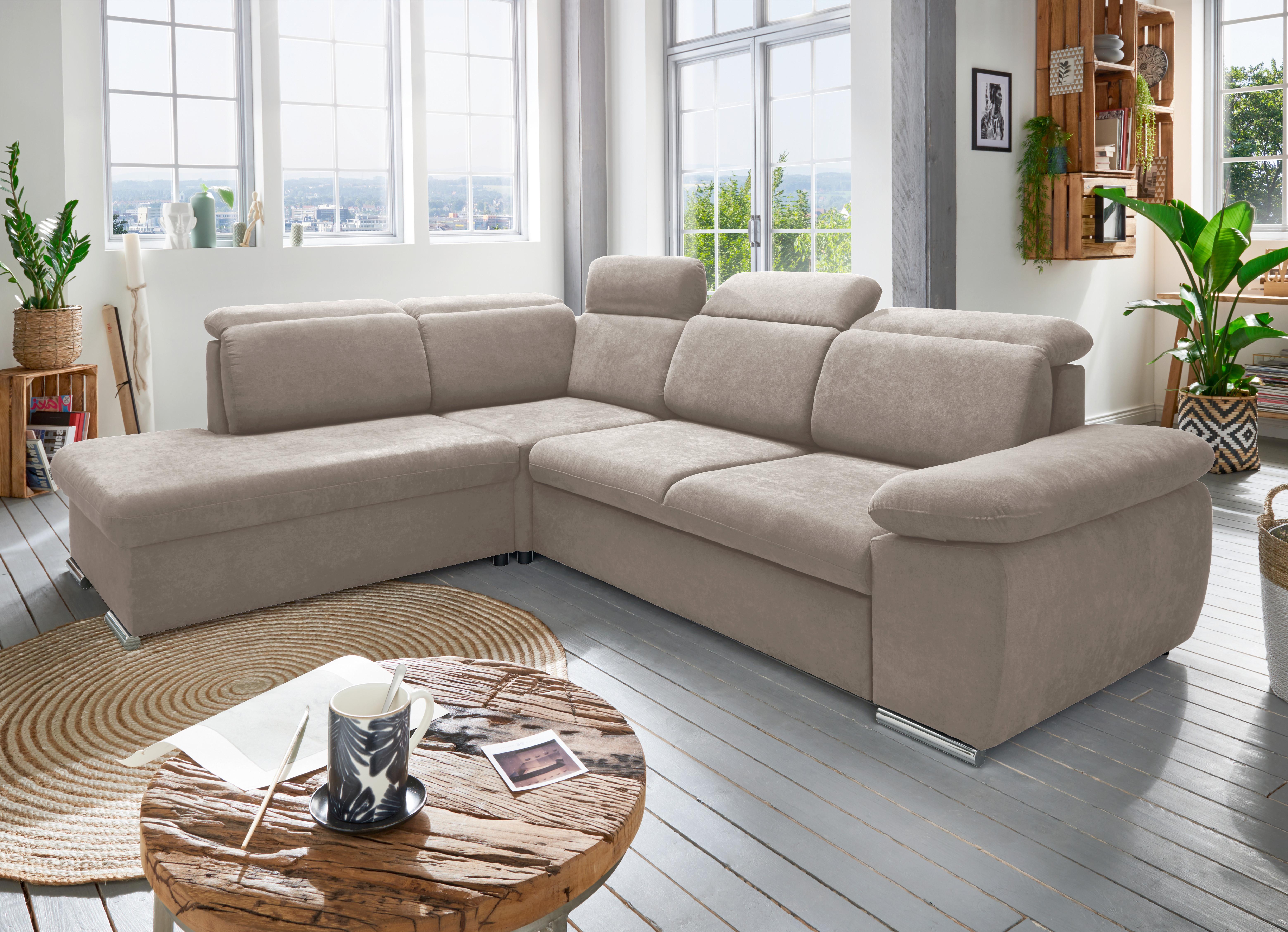 Ecksofa Vasto Taupe S: 228x283 cm - Taupe/Chromfarben, Design, Textil (228/283cm) - Livetastic
