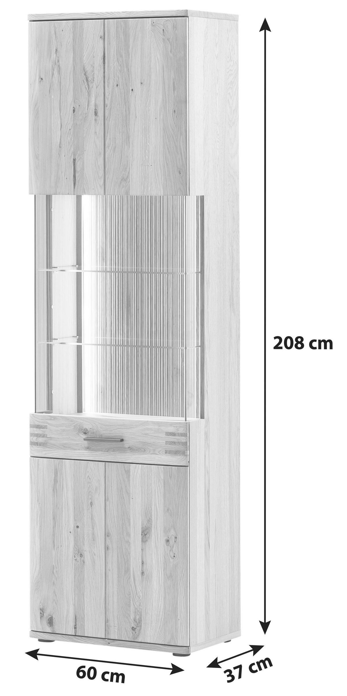 Vitrine Salvador B: 60 cm Eichefarben - Eichefarben/Schwarz, Design, Glas/Holz (60/208/37cm) - Livetastic