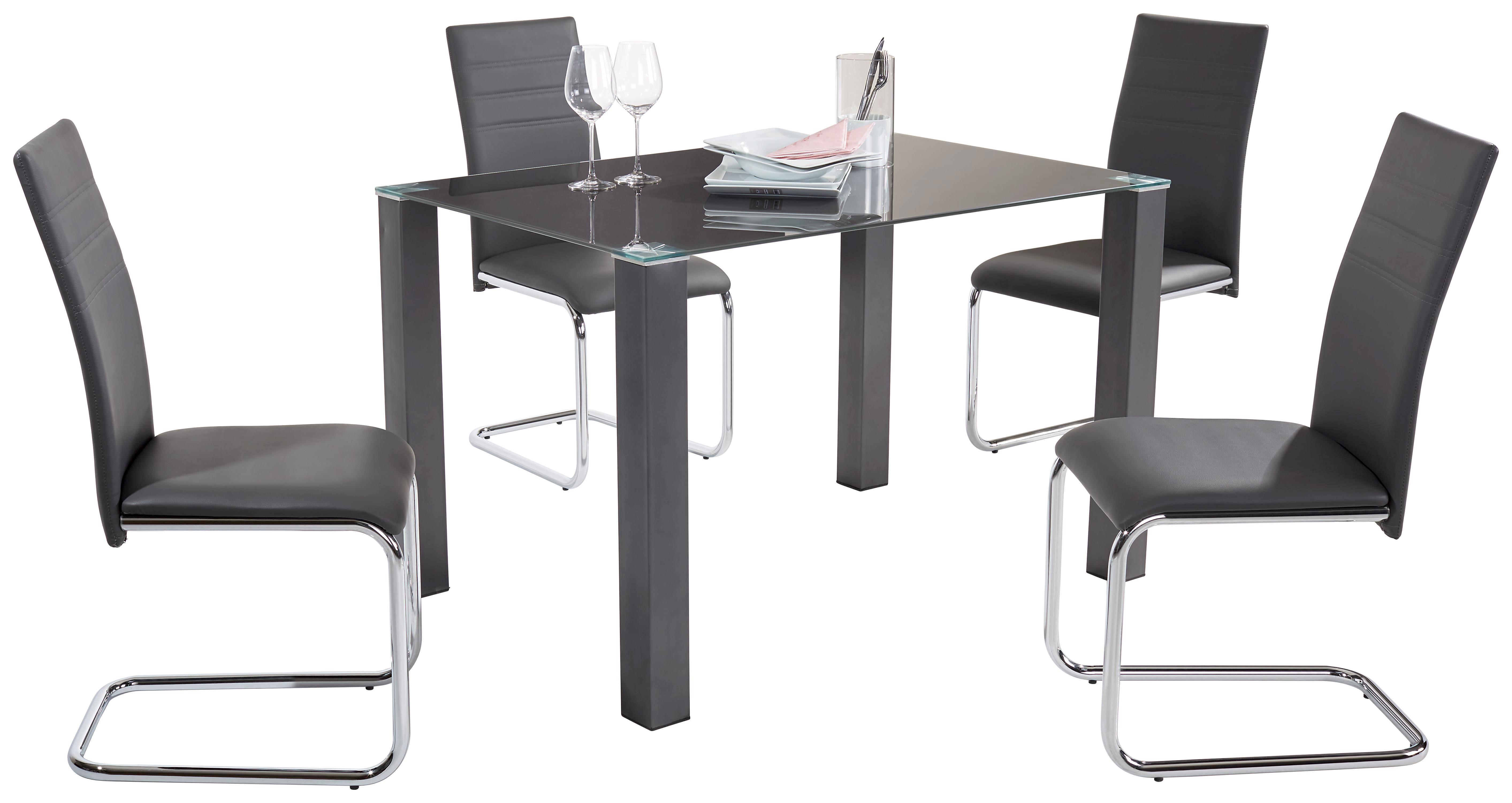 Étkezőgarnitúra Bregenz - Króm/Szürke, modern, Műanyag/Üveg (120/75/80cm)