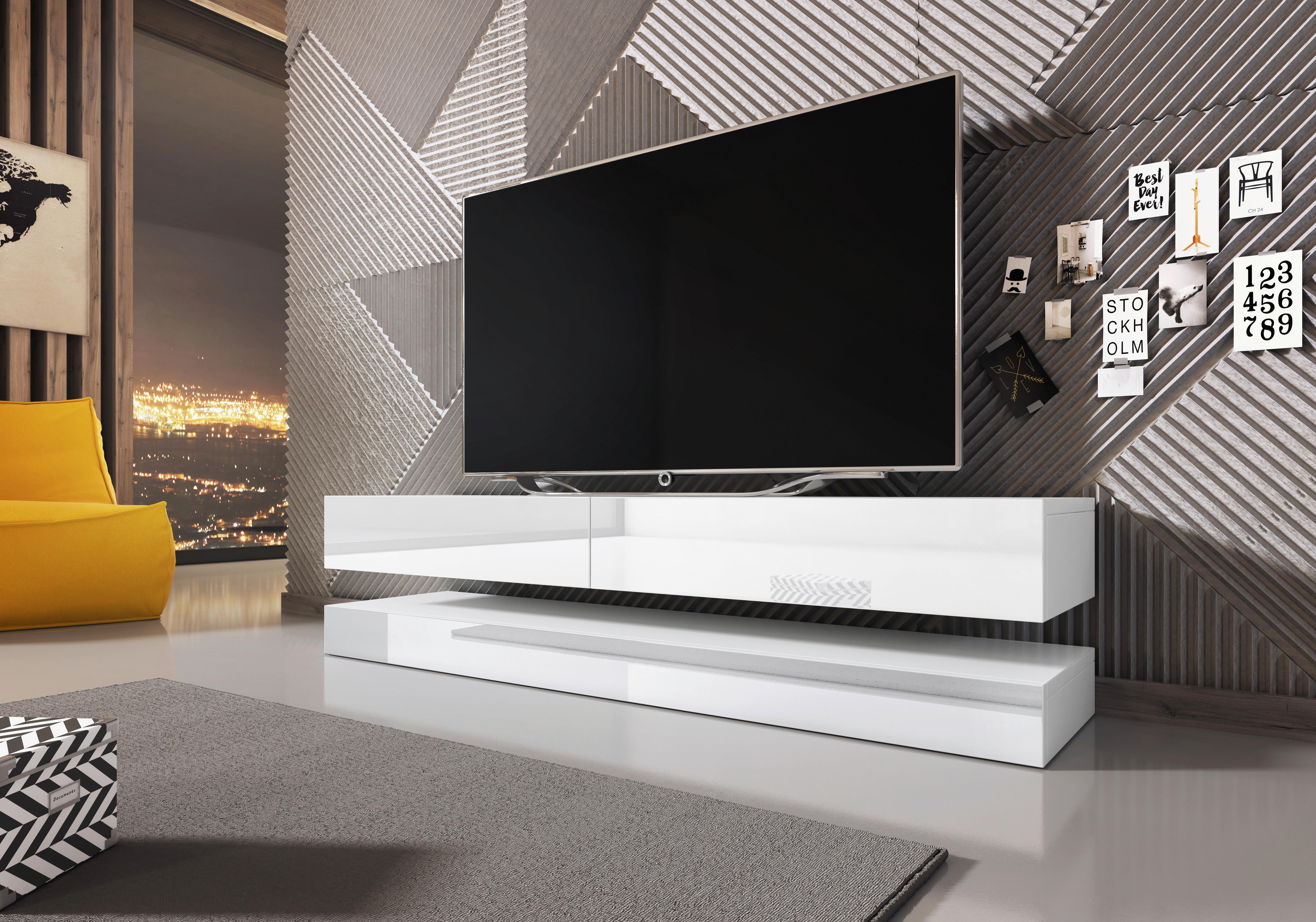 Lowboard Tv Stand Fly Weiß B: 140 Cm - Weiß, Design, Holzwerkstoff (140/25/33,8cm) - MID.YOU