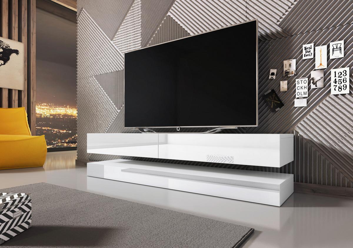Lowboard TV Stand Fly Weiß B: 140 cm - Weiß, Design, Holzwerkstoff (140/25/33,8cm) - MID.YOU