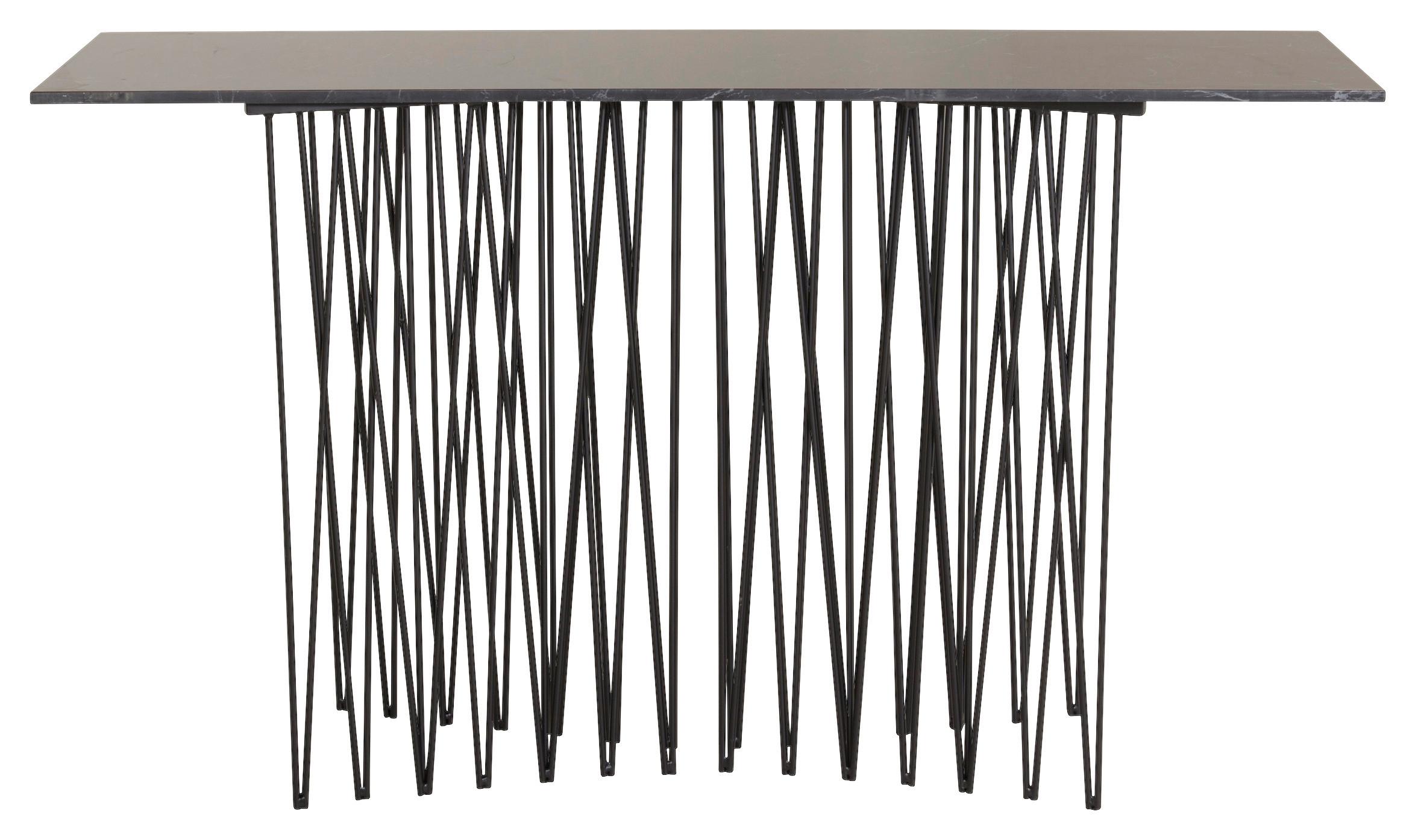 Beistelltisch Stone - Schwarz, Design, Glas/Metall (130/37/74cm) - Livetastic