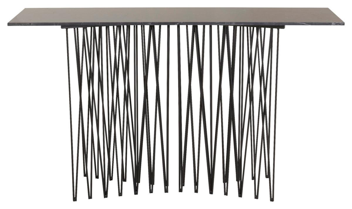 Beistelltisch Stone - Schwarz, Design, Glas/Metall (130/37/74cm) - Livetastic