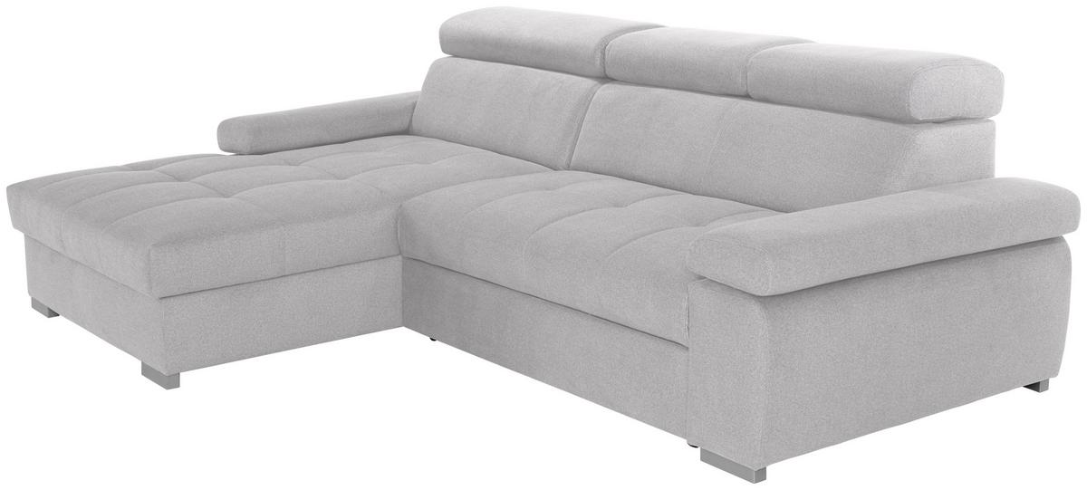 Ecksofa Mit Bettkasten Perry Silberfarben 292x183 Cm - Silberfarben, Design, Textil (183/292cm) - Livetastic
