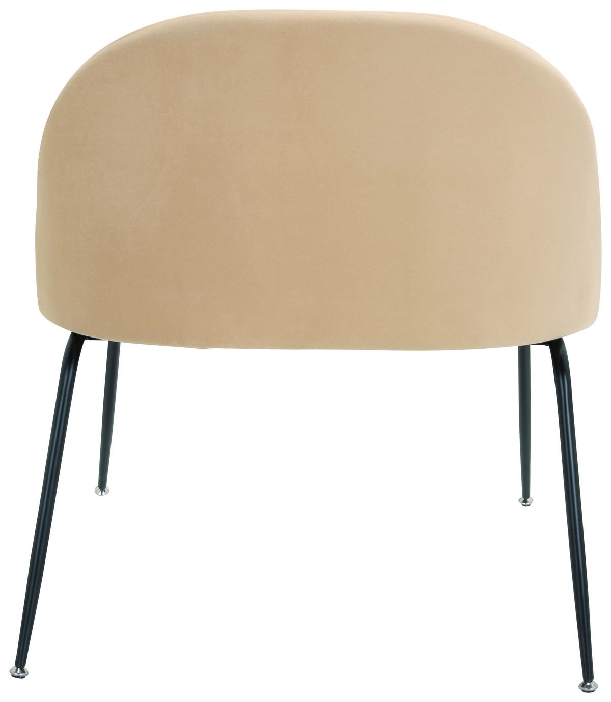 Besucherstuhl Velvo Samt Beige Bis 120 Kg - Beige/Schwarz, Basics, Textil/Metall (72/80/65cm) - MID.YOU