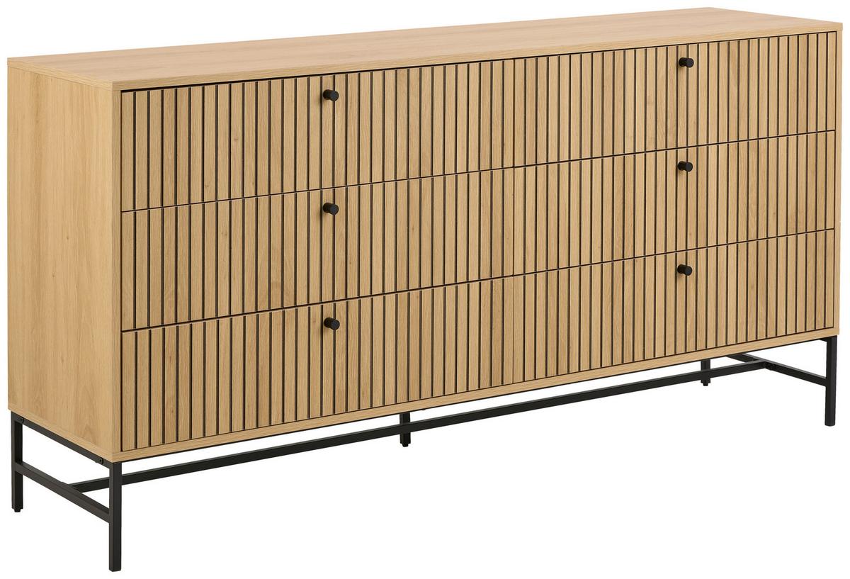 ŠIROKÁ KOMODA ALBANY - černá/barvy dubu, Design, kov/dřevo (157/80,4/40cm)