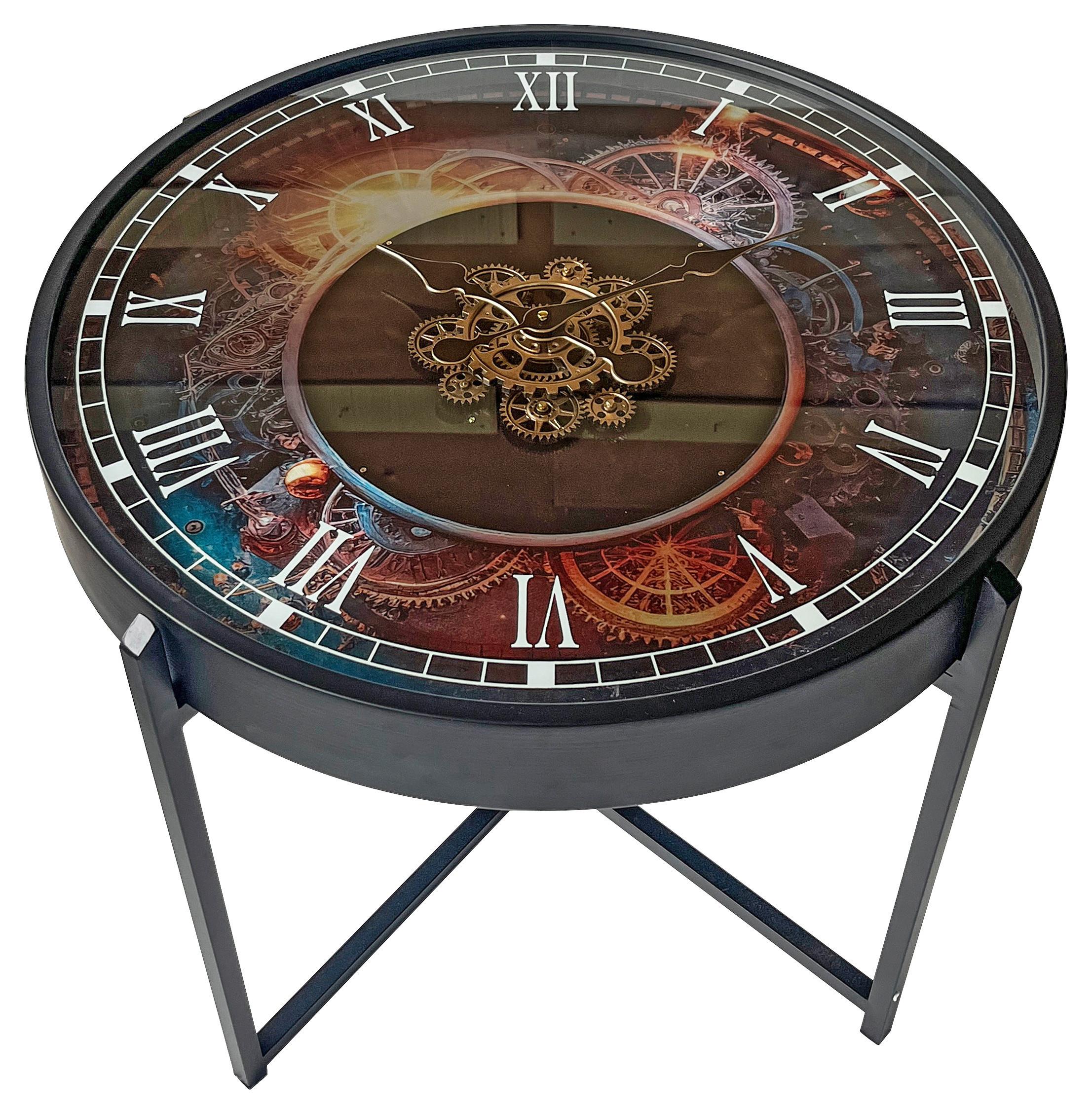 Couchtisch rund Glas/Metall Time3,Multicolor,D:ca. 71,5cm - Multicolor/Schwarz, Trend, Glas/Metall (71,5/57/71,5cm)