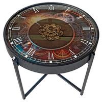 Couchtisch rund Glas/Metall Time3,Multicolor,D:ca. 71,5cm - Multicolor/Schwarz, Trend, Glas/Metall (71,5/57/71,5cm)