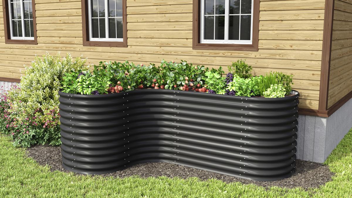 Hochbeet-Erweiterung Vita 80x85,8x80 Schwarz mit Kurve - Schwarz, Basics, Metall (80/85,8/80cm)