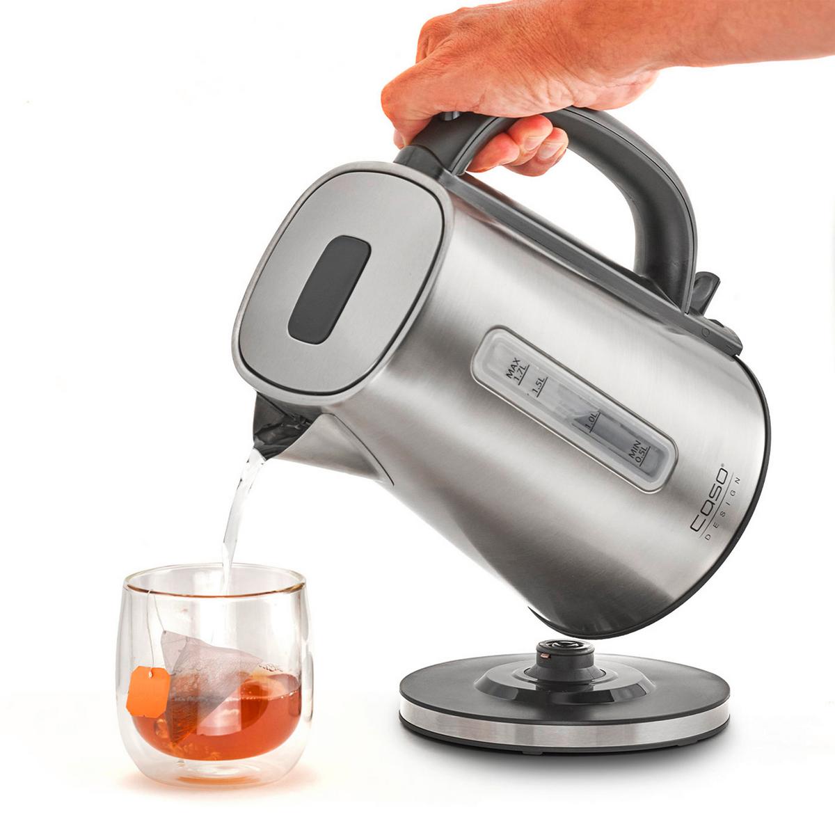 Wasserkocher 1886 - Edelstahlfarben/Schwarz, Basics (15,5/24/22cm) - CASO Design