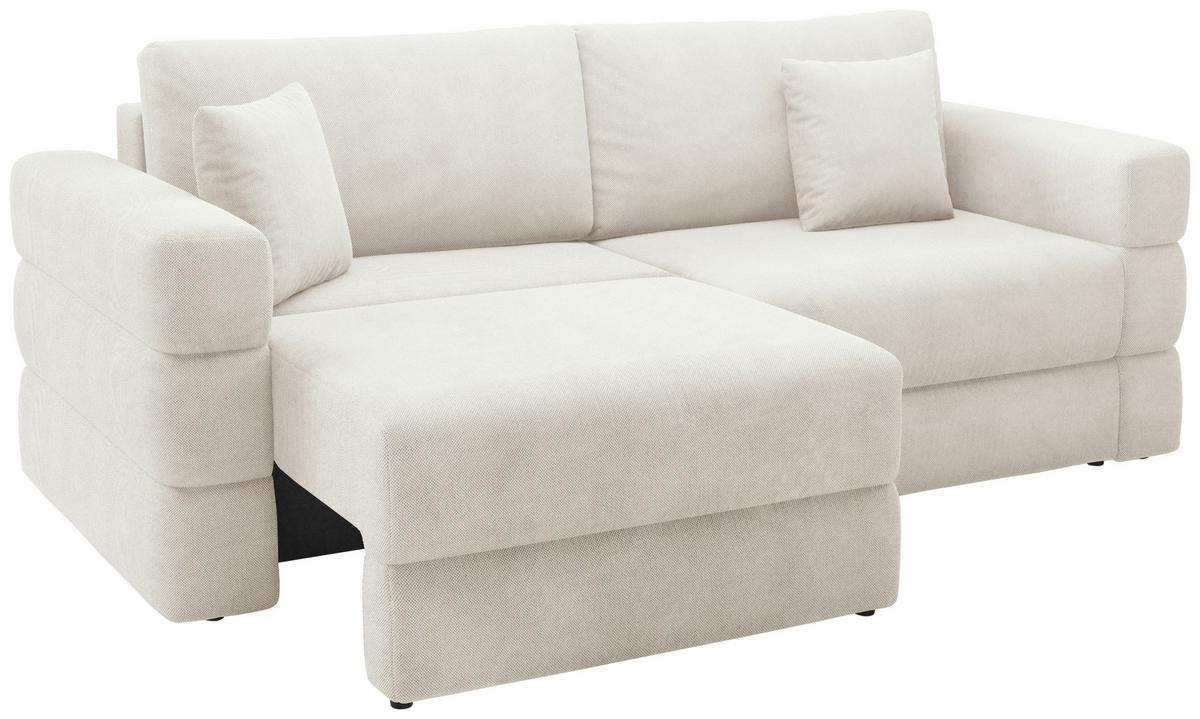 Schlafsofa Terazzo Beige B: 254cm - Beige/Schwarz, Design, Textil (254/93/167cm) - Livetastic