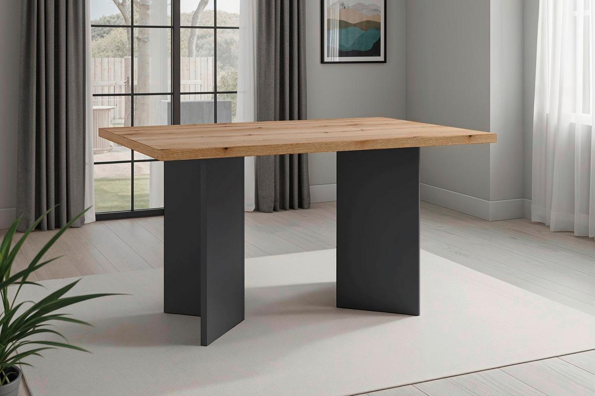 Esstisch Marten - Eichefarben/Anthrazit, MODERN, Holzwerkstoff (138/90/75,5cm) - MID.YOU