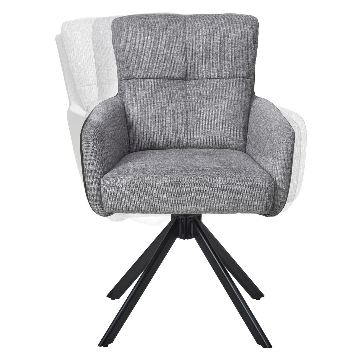 Armlehnstuhl Janet - Schwarz/Grau, LIFESTYLE, Holz/Textil (60/88/67cm) - MID.YOU