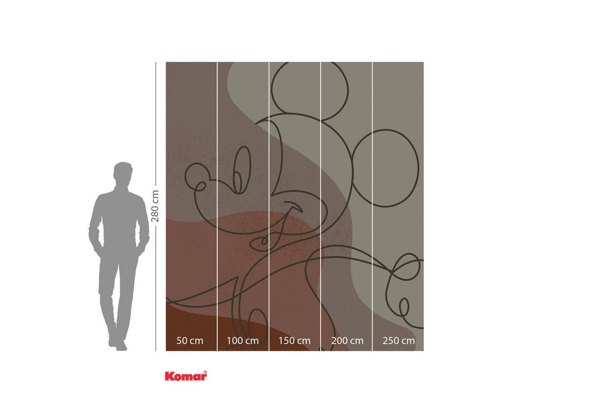 Fototapete Mickey Line Drawing - Schwarz/Braun, Trend, Textil (250/280cm)