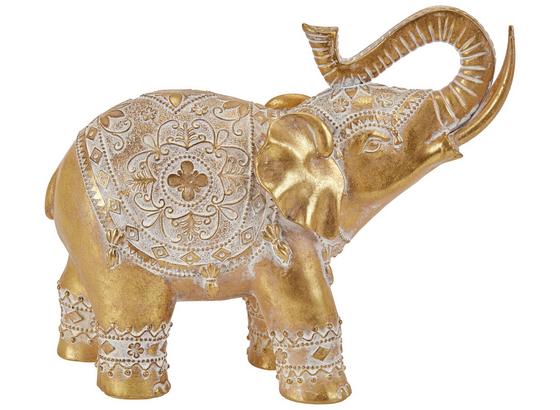 Dekoelefant Arnav - Goldfarben/Weiß, Basics, Kunststoff (30,5/12/25cm) - Ombra Dekoelefant Arnav - Goldfarben/Weiß, Basics, Kunststoff (30,5/12/25cm) - Ombra