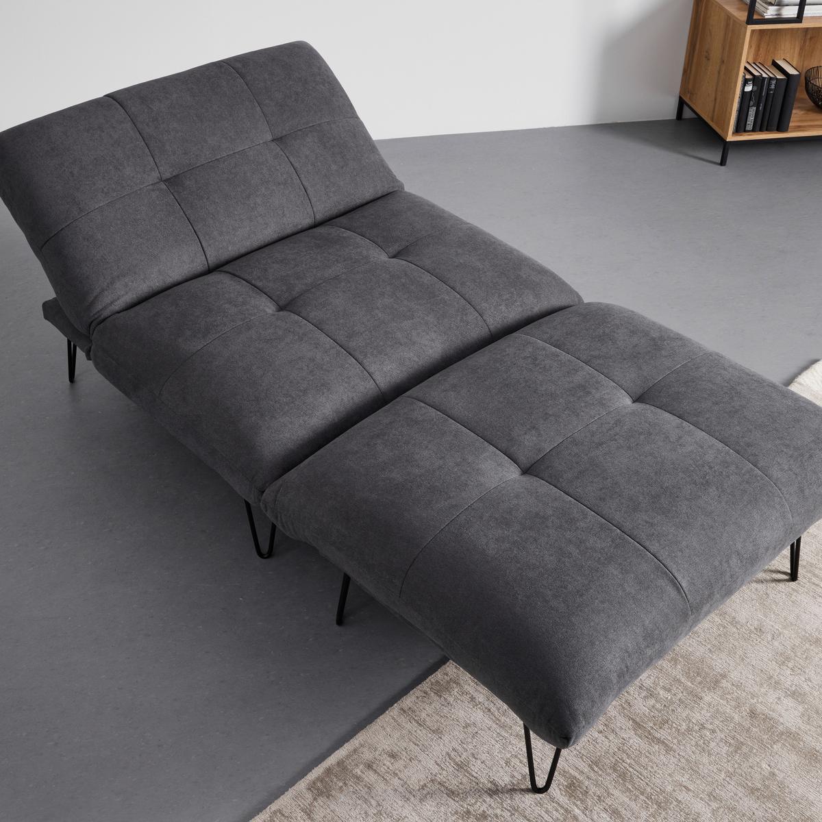 Rozkladacie kreslo CINDY, antracitová - čierna/antracitová, Modern, kov/drevo (102/120/46cm) - Bessagi Home