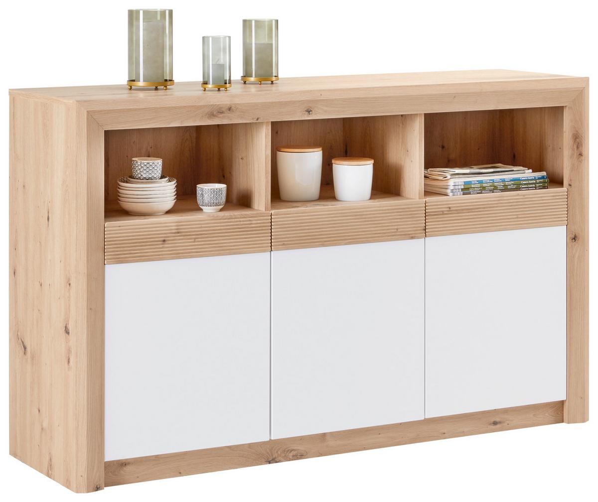 Sideboard M. Soft-close B: 142 Cm Kashmir New, Eiche Dekor - Eichefarben/Schwarz, MODERN, Holzwerkstoff (142/89/41cm) - James Wood