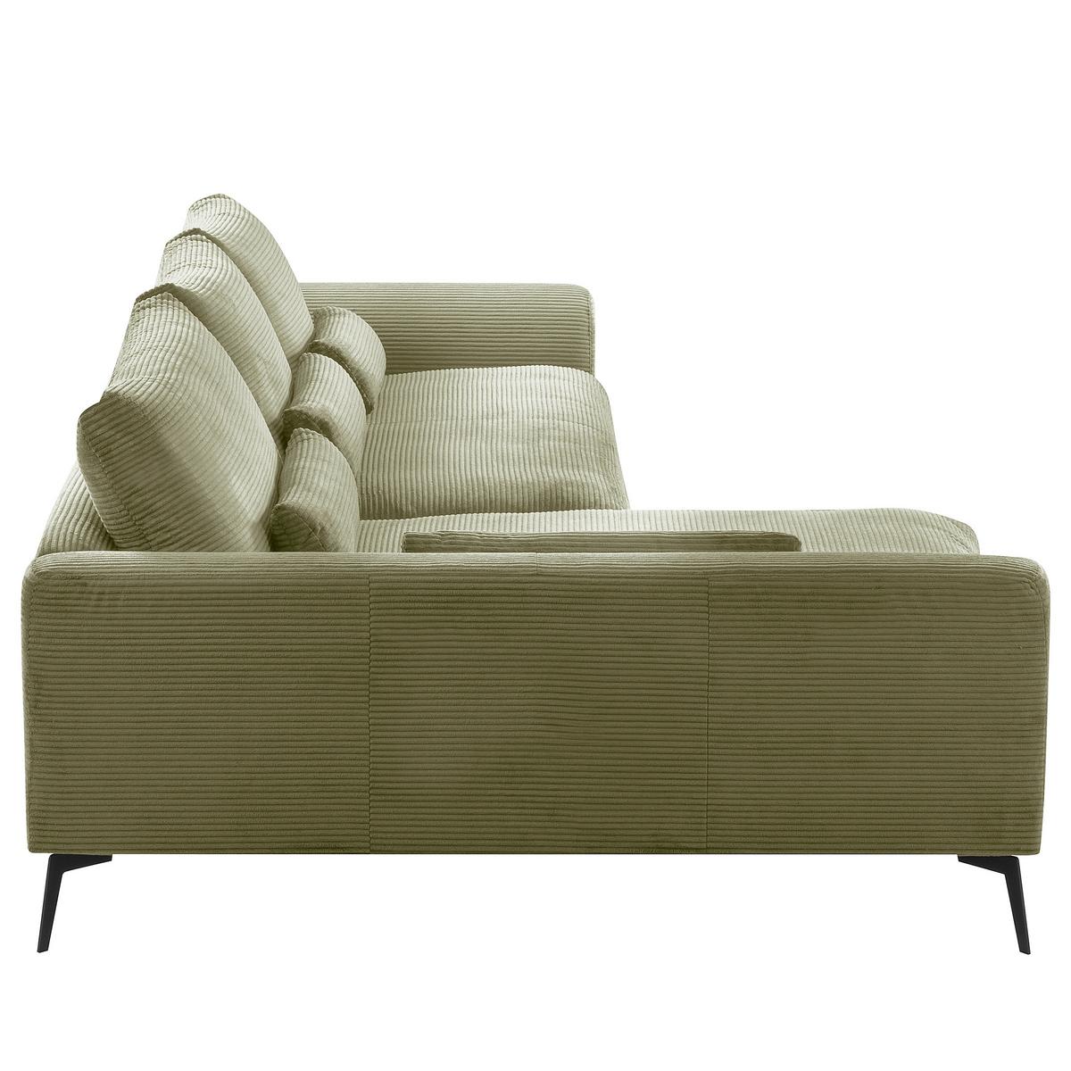Ecksofa Berlin Cord Olivgrün 172x313 cm - Schwarz/Olivgrün, Design, Textil (172/313cm) - P & B