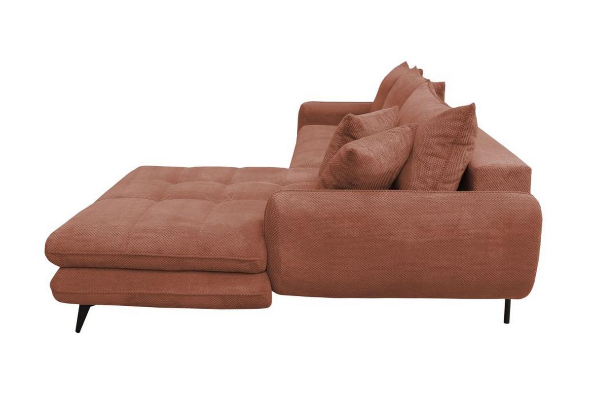 Rohová sedačka WAVE, pravá, indická růžová - starorůžová/černá, Moderní, kov/textil (266/189cm)