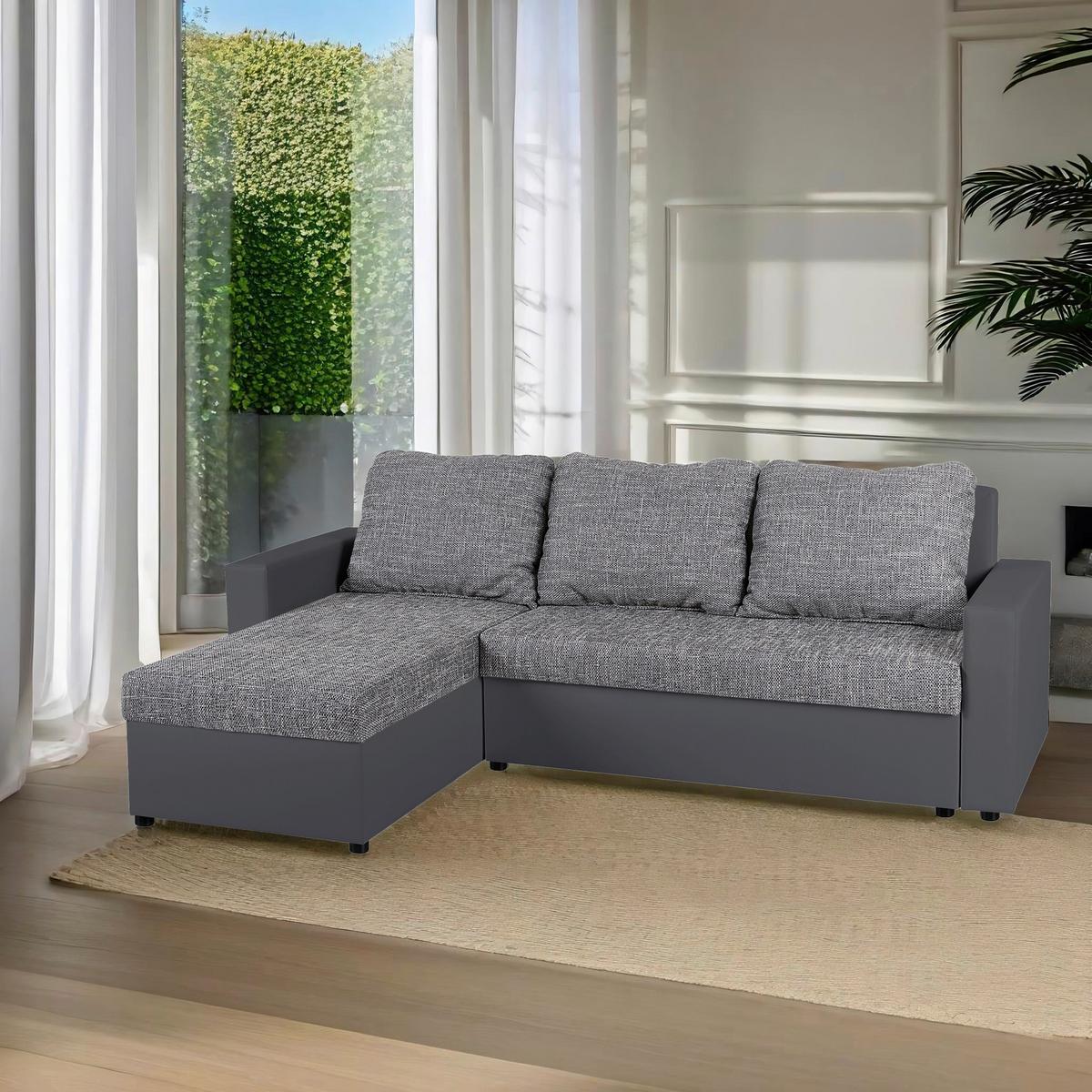 Ecksofa Hit Grau S: 147x228 Cm - Schwarz/Grau, Design, Holzwerkstoff/Textil (147/228cm) - P & B