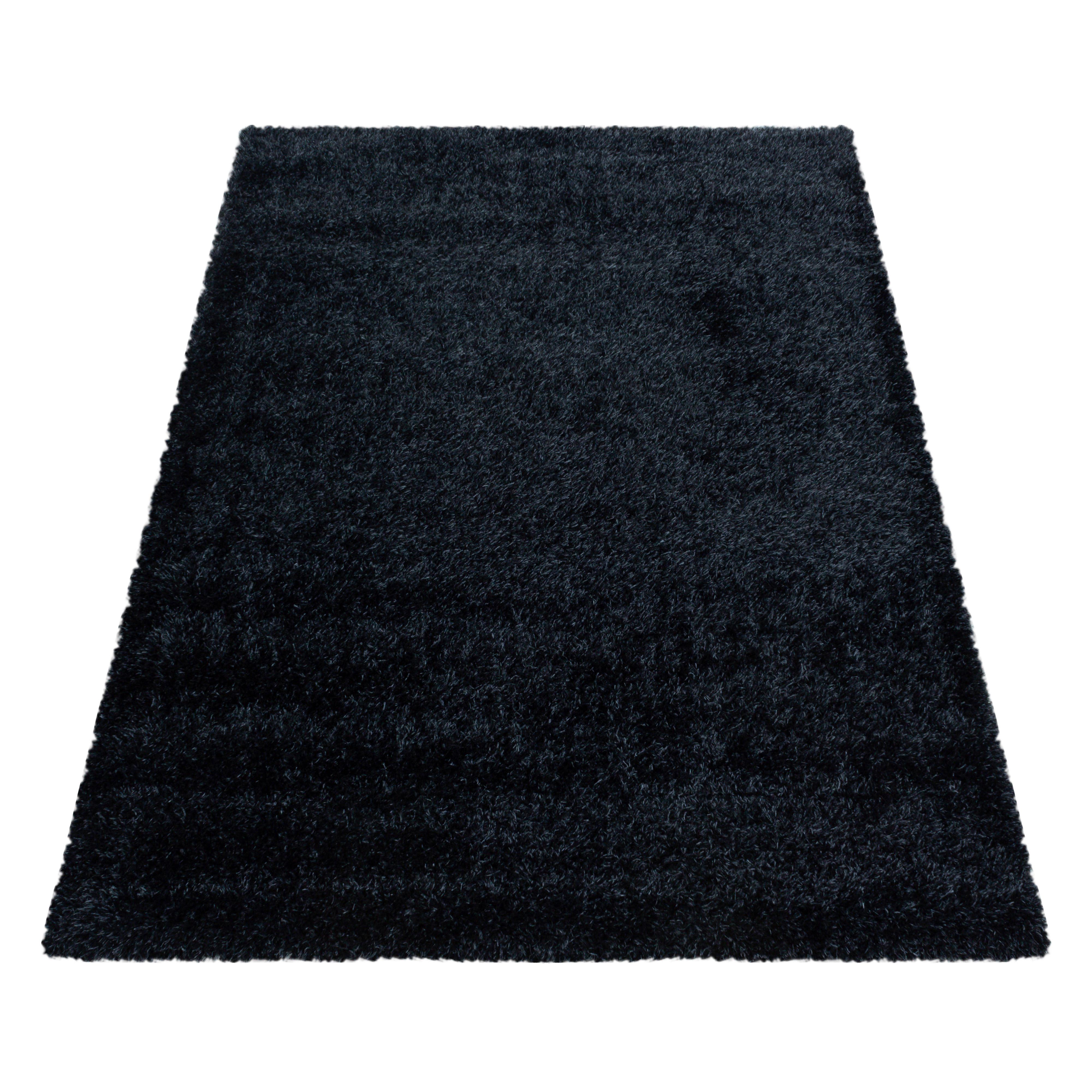 Hochflor Teppich Schwarz Brilliant 240x340 cm - Schwarz, Basics, Textil (240/340cm)
