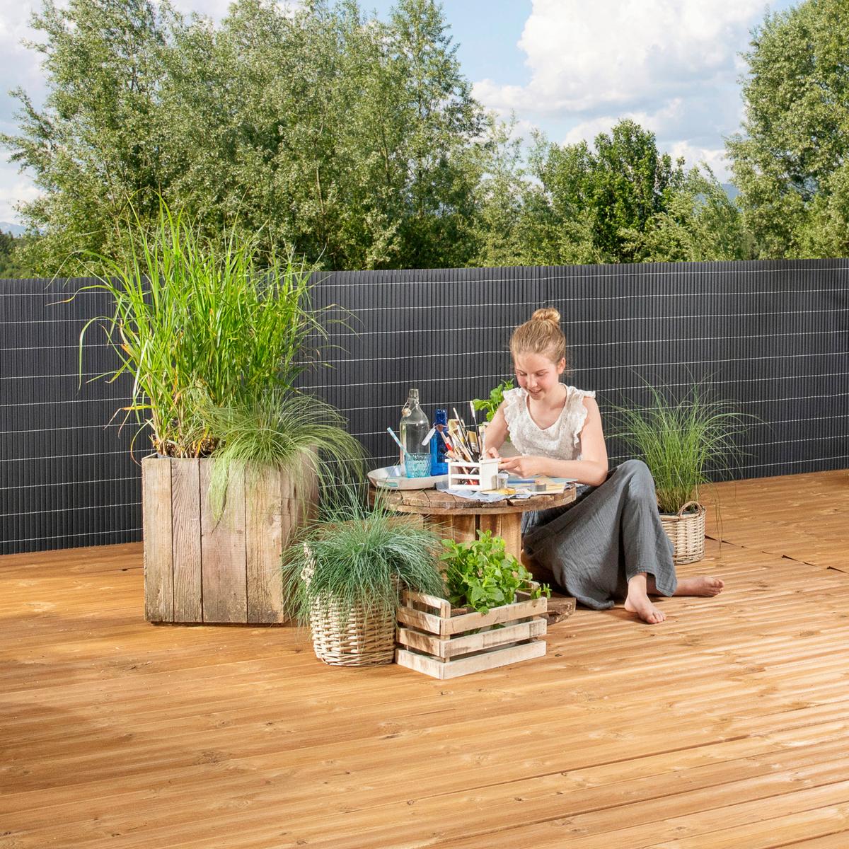 Sichtschutz Presidio Anthrazit 300x120 cm Witterungsbeständig - Anthrazit, Basics, Kunststoff (300/120cm)