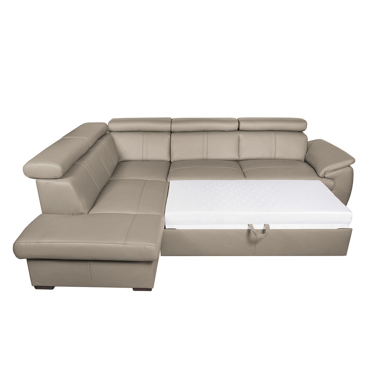 Ecksofa City Hellgrau S: 265x211 Cm - Wengefarben/Hellgrau, Design, Leder (265/211cm) - Livetastic