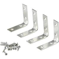 Winkelverbinder-set 4-tlg. 50x50 Mm Stahl Verzinkt - Silberfarben, KONVENTIONELL, Metall (1.6/5/5cm)