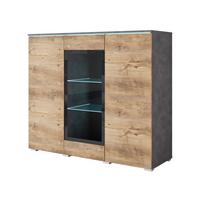 Highboard 120cm Vera Anthr./Kastanieneichefarben - Kastanieneichefarben/Anthrazit, Trend, Glas/Holzwerkstoff (120/103,3/39,5cm) - P & B