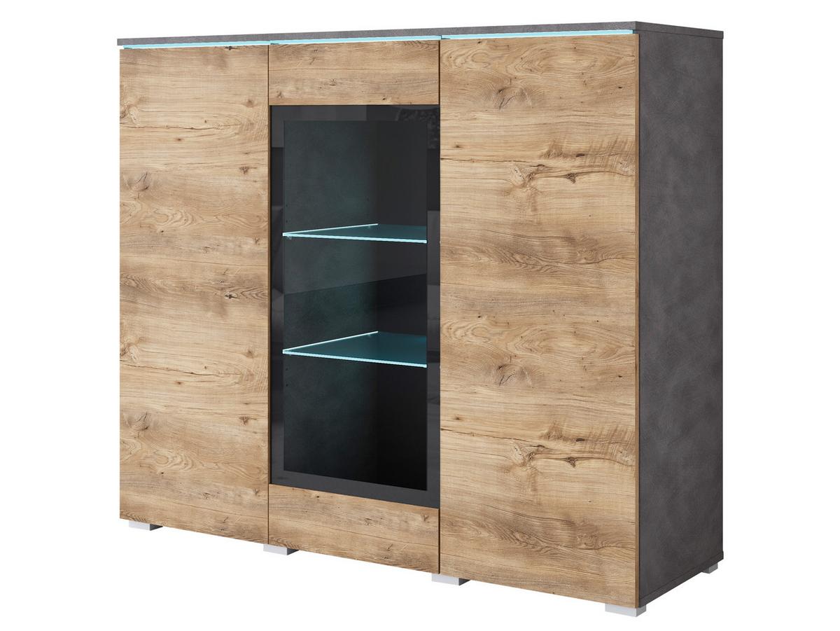 Highboard 120cm Vera Anthr./Kastanieneichefarben - Kastanieneichefarben/Anthrazit, Trend, Glas/Holzwerkstoff (120/103,3/39,5cm) - P & B