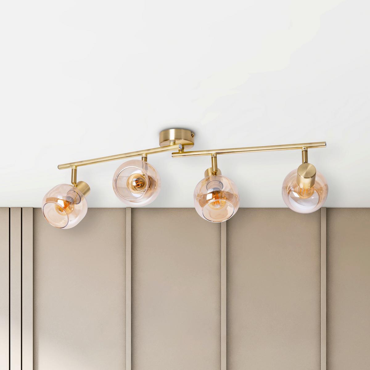 Deckenleuchte Libby - Messingfarben, Design, Glas/Metall (80/80/20cm) - Näve