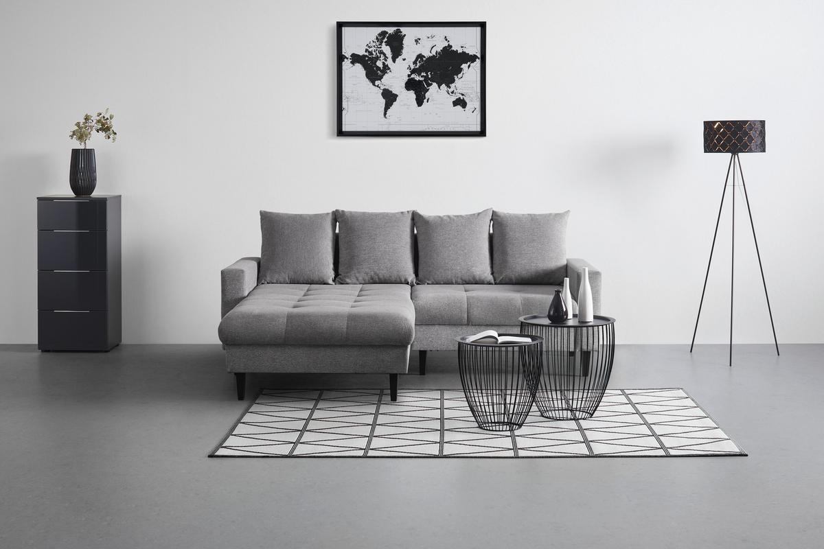 Rohová sedačka BOSTON, obojstranná, sivá - čierna/sivá, Konventionell, drevo/textil (215/92/160cm) - Based