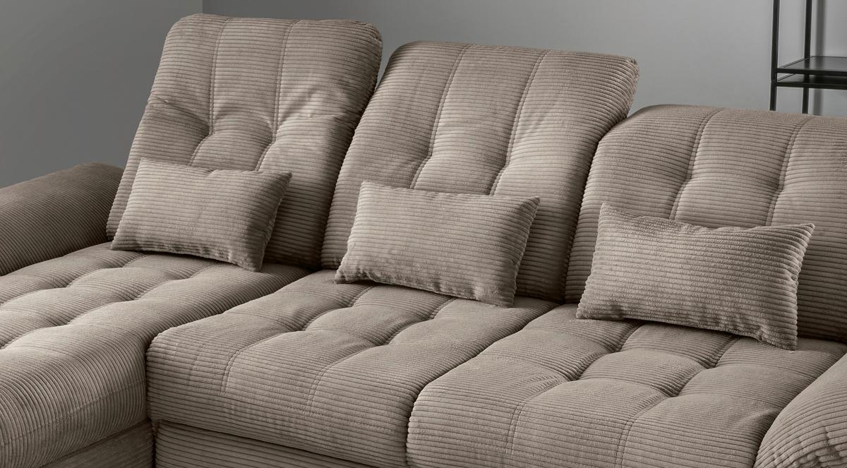 Eckschlafsofa Delphino Graubraun S: 189x273 cm - Graubraun/Schwarz, MODERN, Textil (189/273cm) - Livetastic