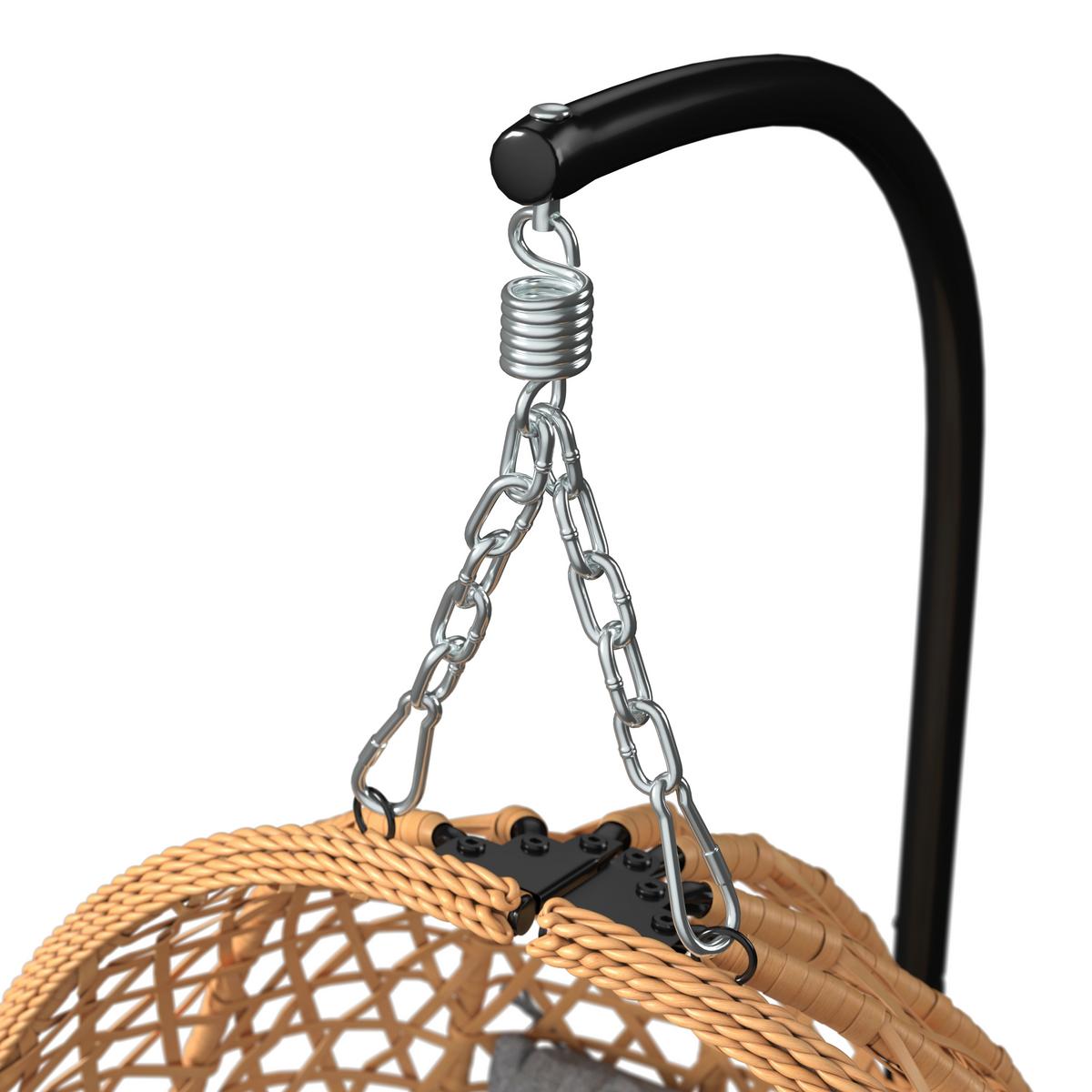 Hängesessel Lena - Schwarz/Naturfarben, MODERN, Kunststoff/Textil (105/198/104cm) - Beldano