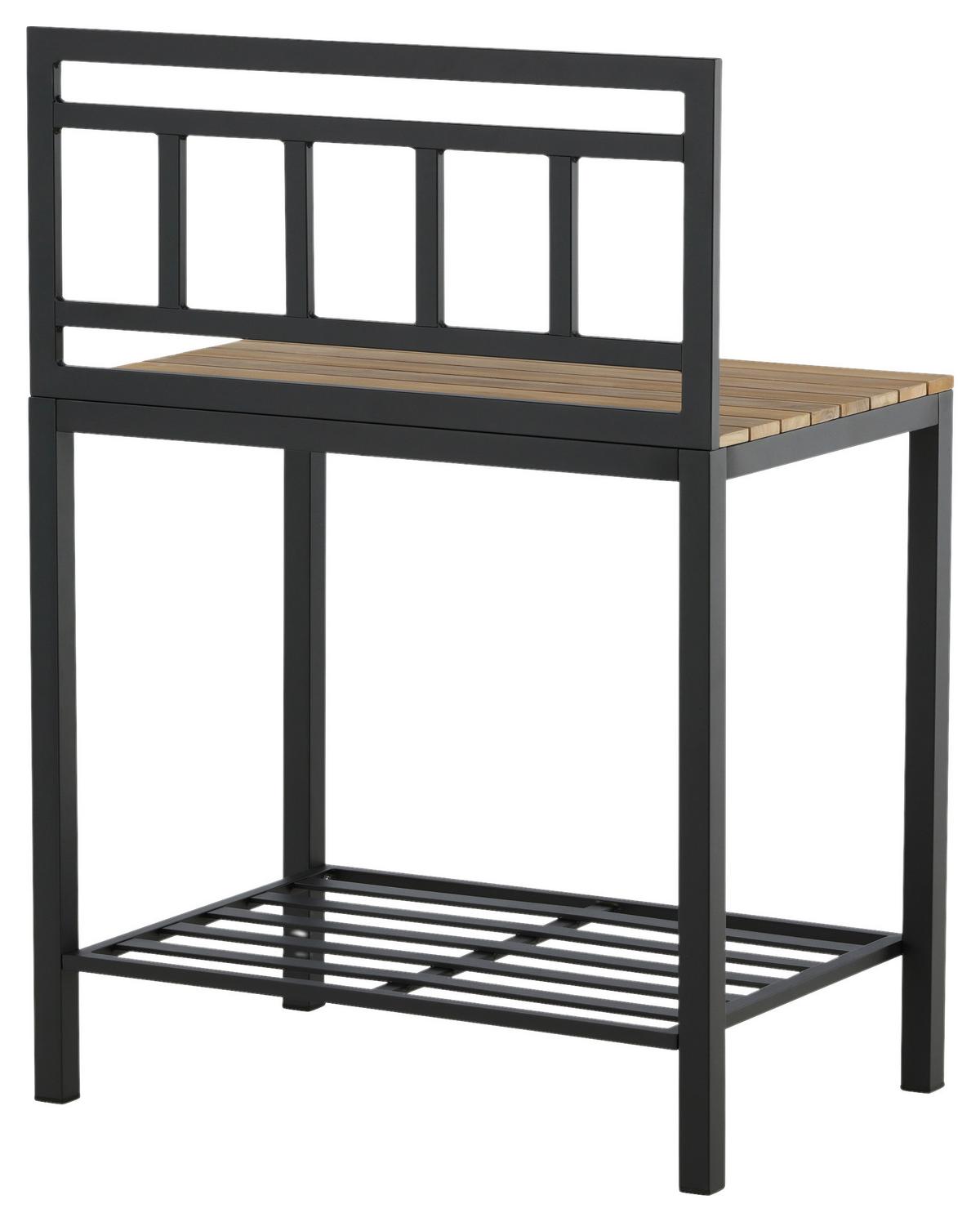 Outdoorküche Mexico - Schwarz/Teakfarben, KONVENTIONELL, Holz/Metall (90/127/60cm) - Gardenson